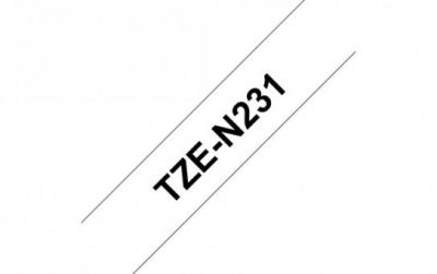 קלטת שחור על לבן 12 מ"מ מקורי Brother TZEN231  ללא למינציה דביק סטנדרטי