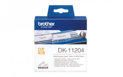 גליל תוויות מקורי 17x54 מ"מ שחור על לבן  DK-11204 Brother