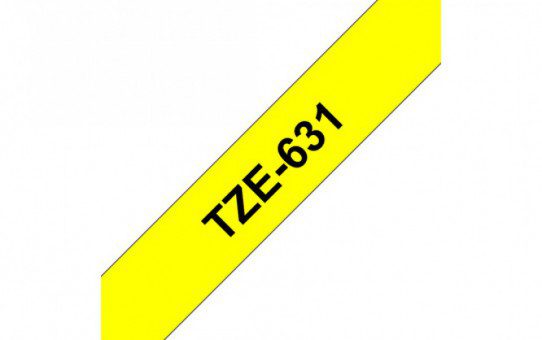 קלטת שחור על צהוב 12 מ"מ מקורי Brother TZE 631  למינציה דביק סטנדרטי