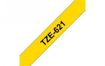 קלטת שחור על צהוב 9 מ"מ מקורי Brother TZE621  למינציה דביק סטנדרטי