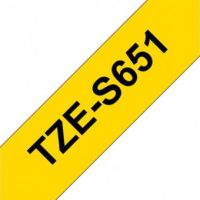 קלטת שחור על צהוב 24 מ"מ מקורי Brother TZES651  למינציה דביק חזק