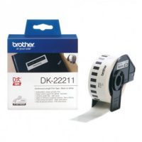 גליל נייר לבן עמיד מקורי 29 מ"מ שחור על לבן Brother DK-22211 באורך 15.24 מ'