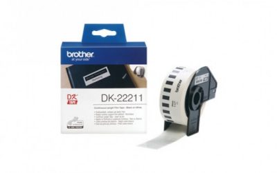 גליל נייר לבן עמיד מקורי 29 מ"מ שחור על לבן Brother DK-22211 באורך 15.24 מ'