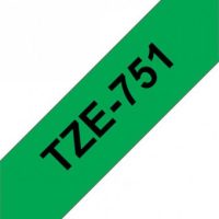 קלטת שחור על ירוק 24 מ"מ מקורי Brother TZE751  למינציה דביק סטנדרטי