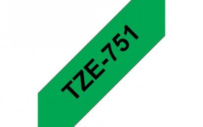 קלטת שחור על ירוק 24 מ"מ מקורי Brother TZE751  למינציה דביק סטנדרטי