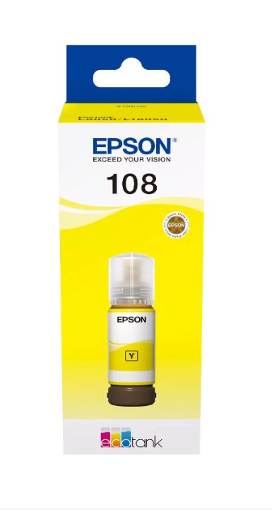 בקבוק דיו צהוב 108 מקורי 70 מ"ל  Epson