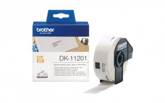גליל תוויות מקורי 29x90 מ"מ שחור על לבן  DK-11201 Brother