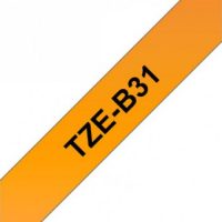קלטת שחור על כתום זוהר 12 מ"מ מקורי Brother TZE B31  למינציה דביק סטנדרטי זוהר