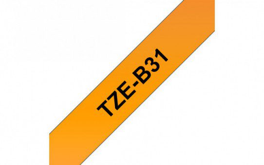 קלטת שחור על כתום זוהר 12 מ"מ מקורי Brother TZE B31  למינציה דביק סטנדרטי זוהר