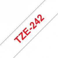 קלטת אדום על לבן 18 מ"מ מקורי Brother TZE242  למינציה דביק סטנדרטי