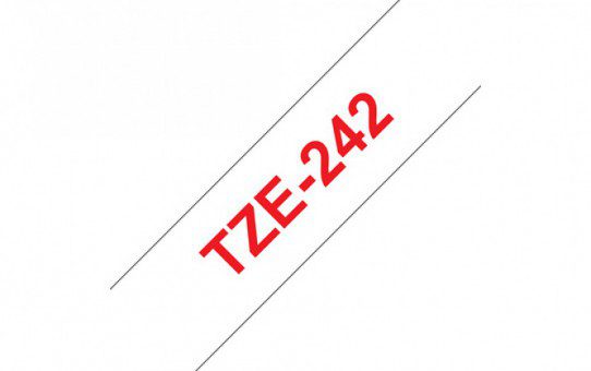 קלטת אדום על לבן 18 מ"מ מקורי Brother TZE242  למינציה דביק סטנדרטי