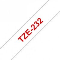 קלטת אדום על לבן 12 מ"מ מקורי Brother TZE232  למינציה דביק סטנדרטי