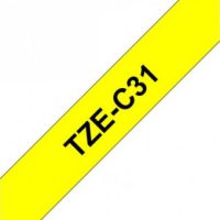 קלטת שחור על צהוב זוהר 12 מ"מ מקורי Brother TZE C31  למינציה דביק סטנדרטי זוהר