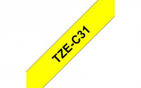 קלטת שחור על צהוב זוהר 12 מ"מ מקורי Brother TZE C31  למינציה דביק סטנדרטי זוהר
