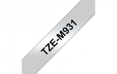 קלטת שחור על כסף מט 12 מ"מ מקורי Brother TZE M931  למינציה דביק סטנדרטי