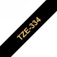 קלטת זהב על שחור 12 מ"מ מקורי Brother TZE334  למינציה דביק סטנדרטי