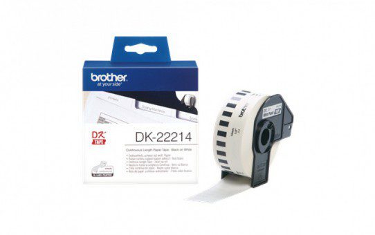 גליל תוויות מקורי 12 מ"מ שחור על לבן Brother DK-22214