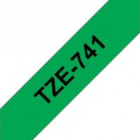 קלטת שחור על ירוק 18 מ"מ מקורי Brother TZE741  למינציה דביק סטנדרטי