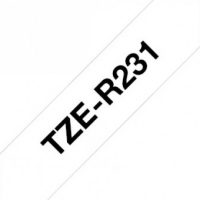 קלטת שחור על אריג לבן 12 מ"מ מקורי Brother TZE R231  ללא למינציה דביק סטנדרטי אריג