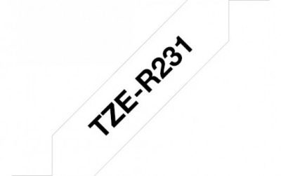 קלטת שחור על אריג לבן 12 מ"מ מקורי Brother TZE R231  ללא למינציה דביק סטנדרטי אריג