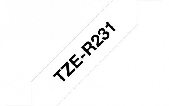 קלטת שחור על אריג לבן 12 מ"מ מקורי Brother TZE R231  ללא למינציה דביק סטנדרטי אריג