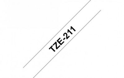קלטת שחור על לבן 6 מ"מ מקורי Brother TZE211  למינציה דביק סטנדרטי