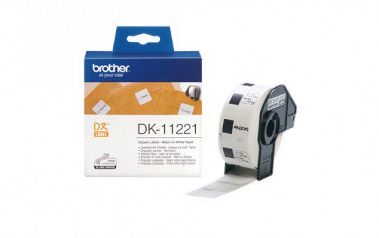 גליל תוויות מקורי ריבוע 23x23 מ"מ שחור על לבן  DK-11221 Brother