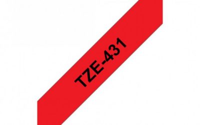קלטת שחור על אדום 12 מ"מ מקורי Brother TZE431  למינציה דביק סטנדרטי