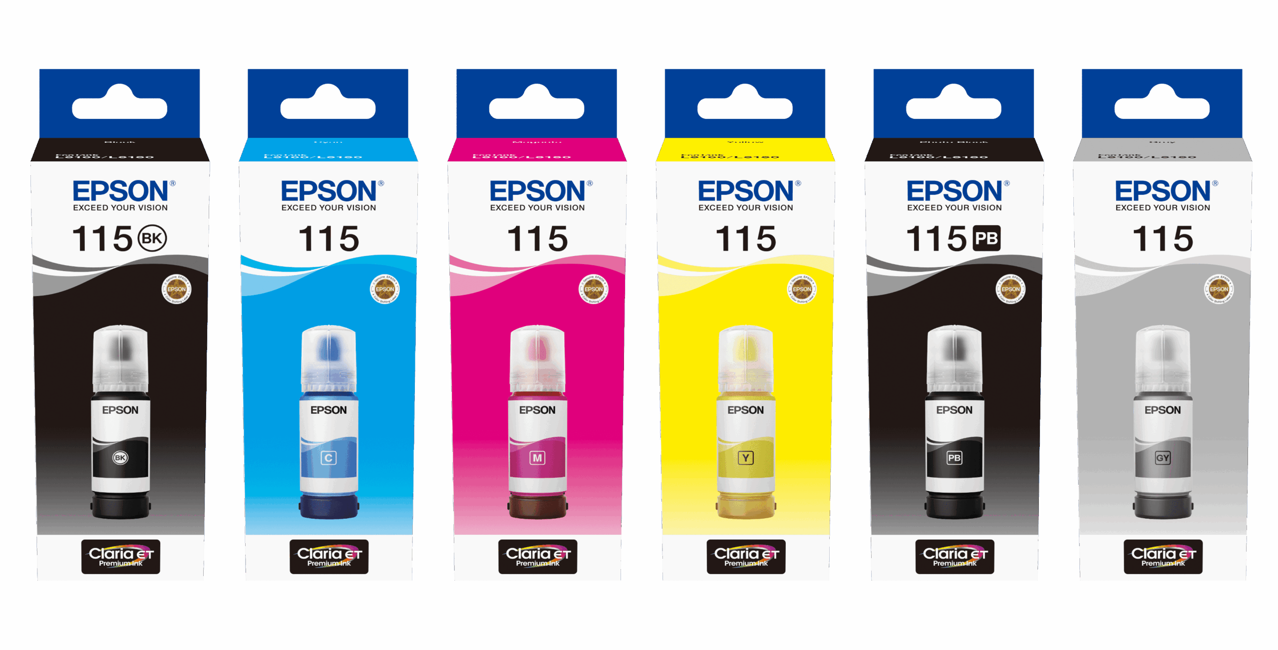סט 6 בקבוקי דיו מקורי אפסון 115 Epson Ecotank