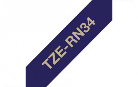 קלטת זהב על כחול צי 12 מ"מ מקורי Brother TZE RN34  ללא למינציה דביק סטנדרטי