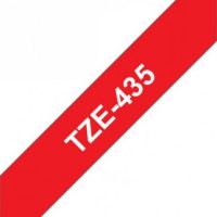 קלטת לבן על אדום 12 מ"מ מקורי Brother TZE435  למינציה דביק סטנדרטי