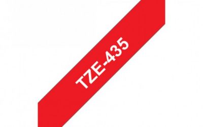 קלטת לבן על אדום 12 מ"מ מקורי Brother TZE435  למינציה דביק סטנדרטי